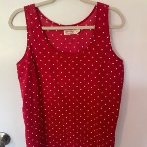 Faded Glory Red and White Polka Dot Top - L